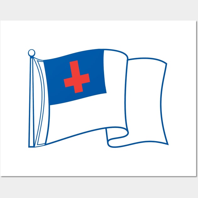 Upside Down Cross Christian Flag Wall Art by In Memorium